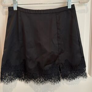 Urban outfitters black “silk” lace mini skirt